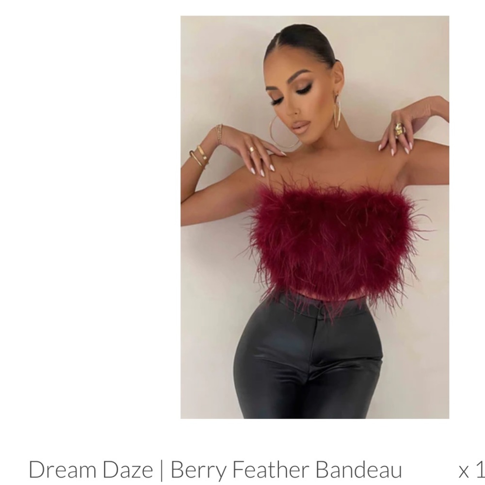Berry Feather Bandeau Top